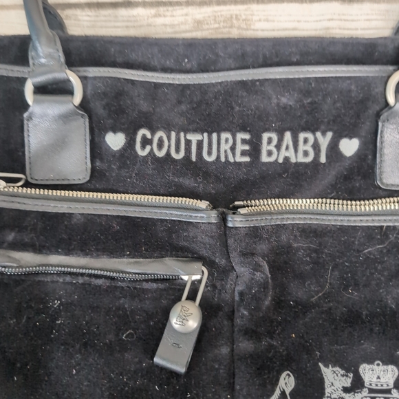 Juicy Couture Black Velour Baby Diaper Bag - Picture 3 of 10
